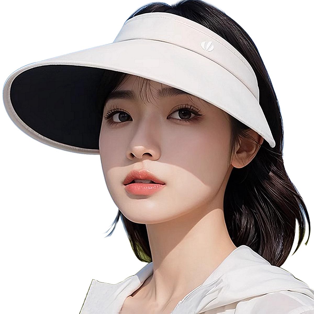 

Sun UV Wide Sun Hat with Chin Slimming Suitable for and Athletic Meets [IFSUN] Women s Visor, Protection, Brim, UPF+50, Strap, Effect, Windproof, білий