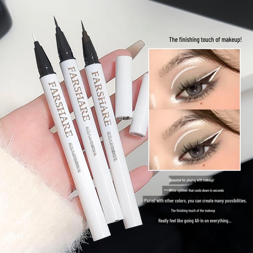 Hua Xue Er White Liquid Eyeliner: Waterproof, Smudge-Proof, Long-Lasting for Comic Con, Cosplay, Stage Makeup, Beginners.