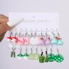 Sweet Pink Cartoon Duck Earrings Set Cute Romantic Animal Butterfly Heart Dangle Earrings for Women Girls Trendy Jewelry Gift
