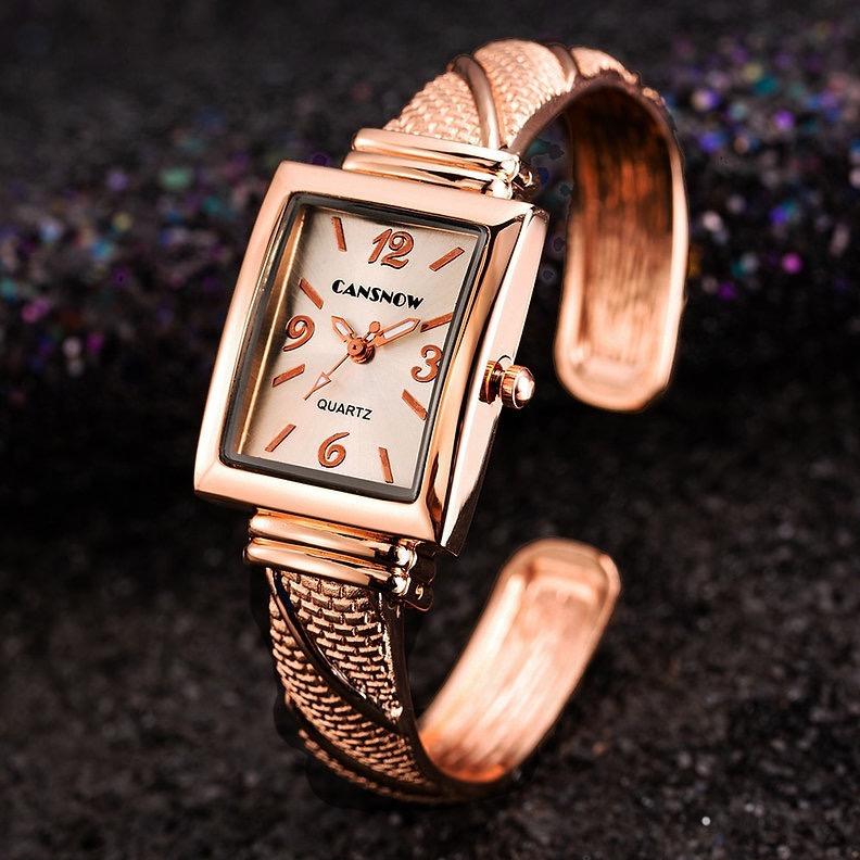 CANSNOW Bangle Watch Mujer Relojes Womens Watches Stainless Steel Bracelet Quartz Wrist Watch for Ladies New Design Female Clock