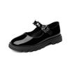 New patent leather children's single shoes thick-soled non-slip medium and large children's shoes, little girls' leather shoes buckle low-top small le