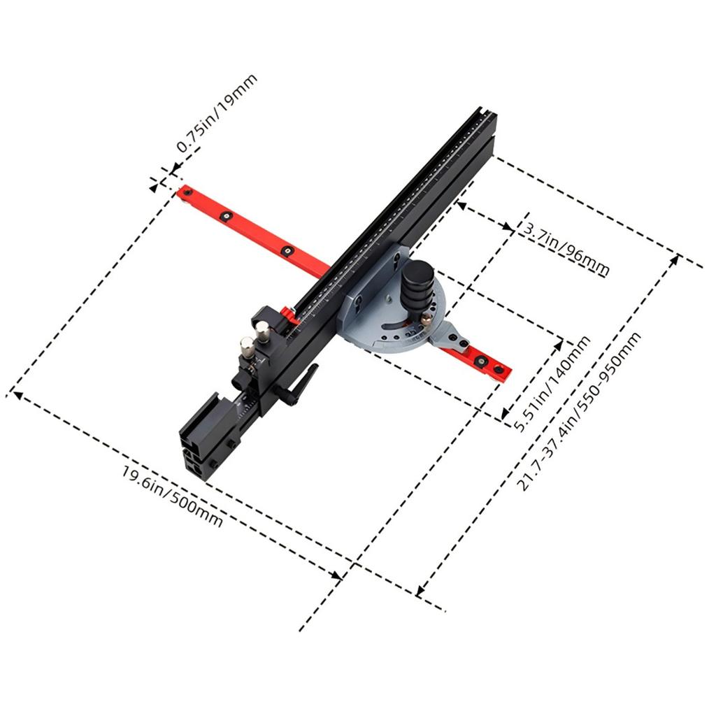 Table Saw Miter Gauge with Micro Adjustable Flip Stop and Extendable Fence for Band Saw Router Table 3/8x3/4 Inch T Slot
