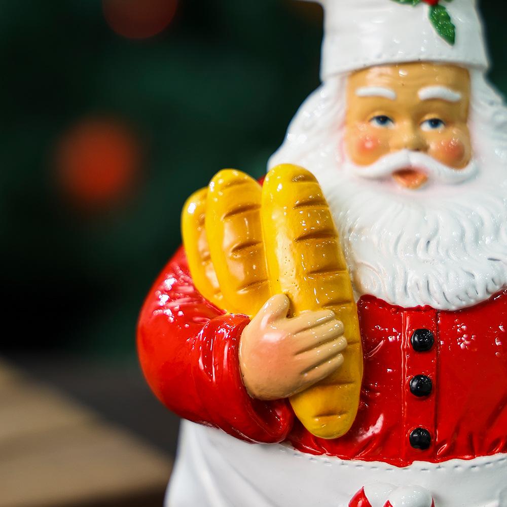 Weihnachtsmann Figur, Klassische Weihnachtsdekoration mit Kochmütze, Zuckerstange, Rot/Weiße Feiertagsdeko für Zuhause, Tischplatte, Kaminsims, Langlebige Harzornament