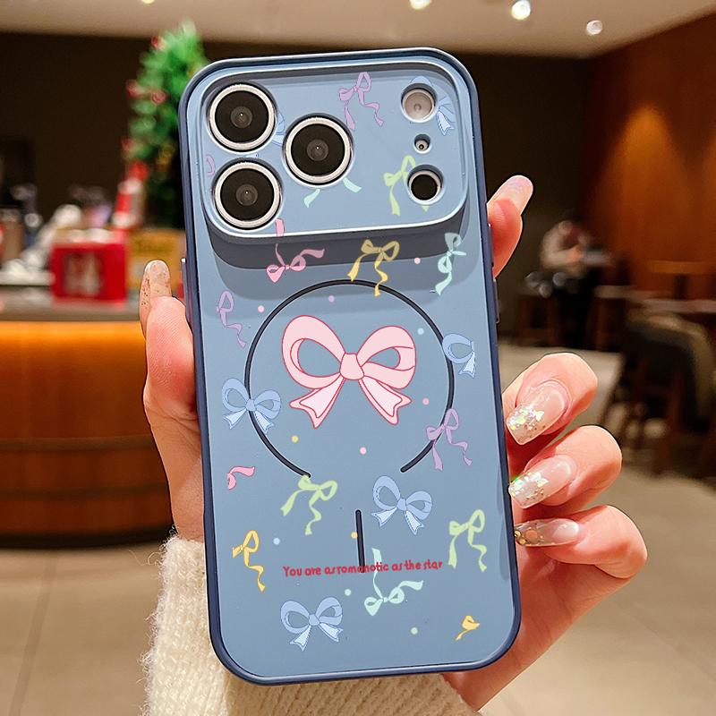 Colorful Bowknots Pattern Case For iPhone 17 Pro Max iPhone 16 15 14 13 Pro Max Magnetic For Magsafe Hybrid TPU+PC Matte Cover