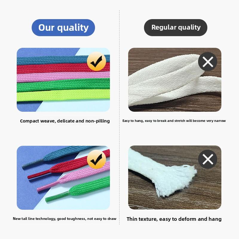 Durable Polyester Flat Shoelaces for Casual Shoes and Sneakers - Set of 2 Pairs In Multiple Solid Colors