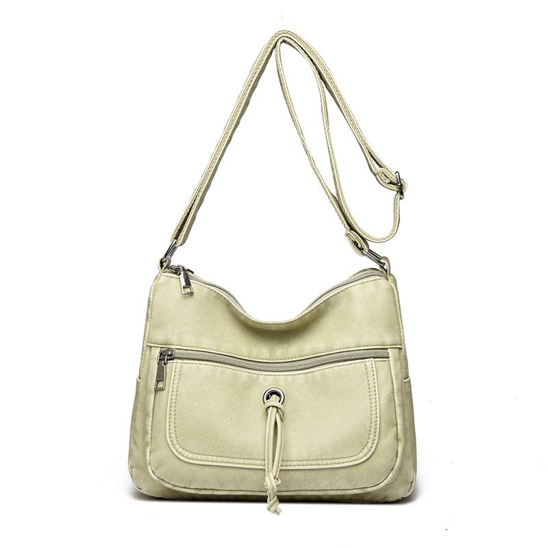 

Vintage Crossbody Bag Women s Soft Leather Large Capacity Shoulder Bag Mother Bag светло-зеленый
