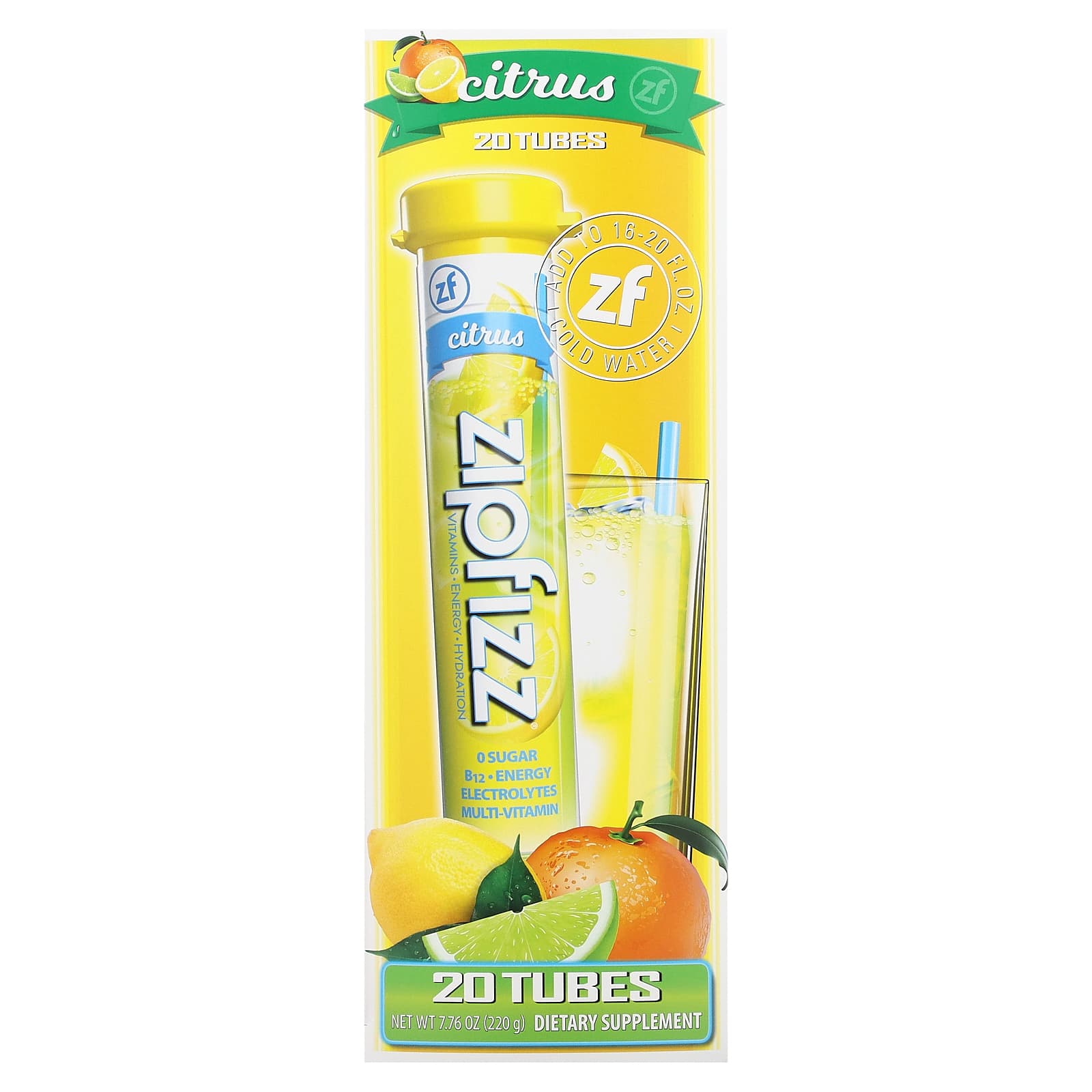 

Zipfizz, Energy Drink Mix, Citrus, 20 Tubes, 0.39 oz (11 g) Each