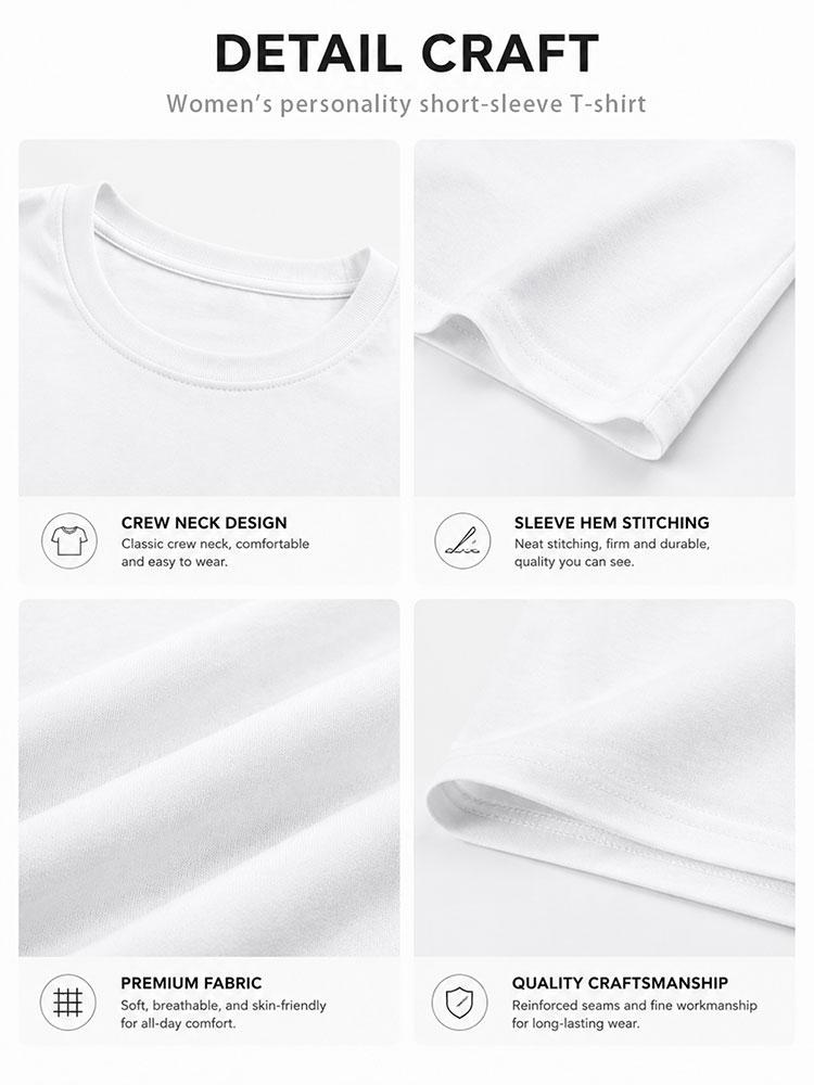 Women's O-Neck Short Sleeve T-Shirt, Polyester Fabric, 2D Bohemian Cat Print Casual Tee for Commute Daily Wear