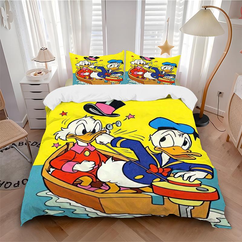 3pcs Donald Duck & Scrooge McDuck Adventure Quilt Set Soft and Comfortable Bedroom, Guest Room and Dorm Decor Bedding Set S030