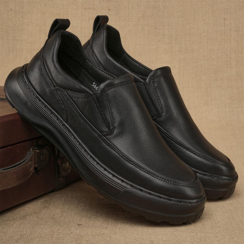Bequeme Schuhe aus Schweinsleder-Innenleder, Herren-Freizeitschuhe mit einem Pedal im Retro-Britischen Stil, Schuhe aus erstklassigem Rindsleder