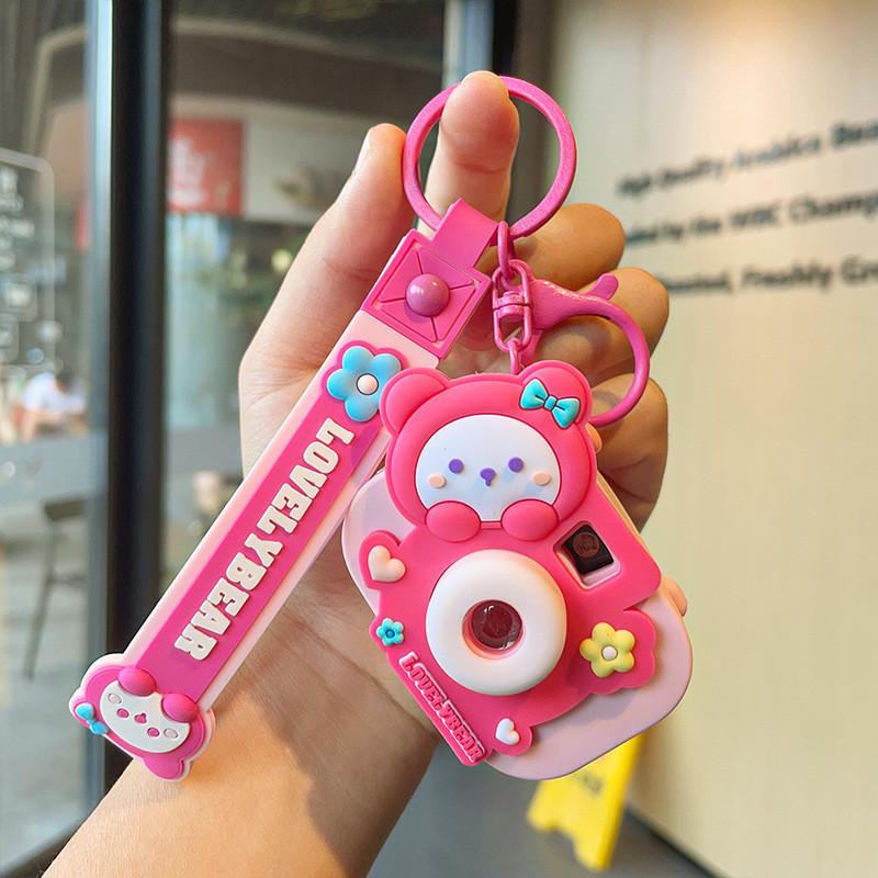 Lovely Light-up Projector Camera Keyring Decorative Cartoon Keychain Gift For All Occasions