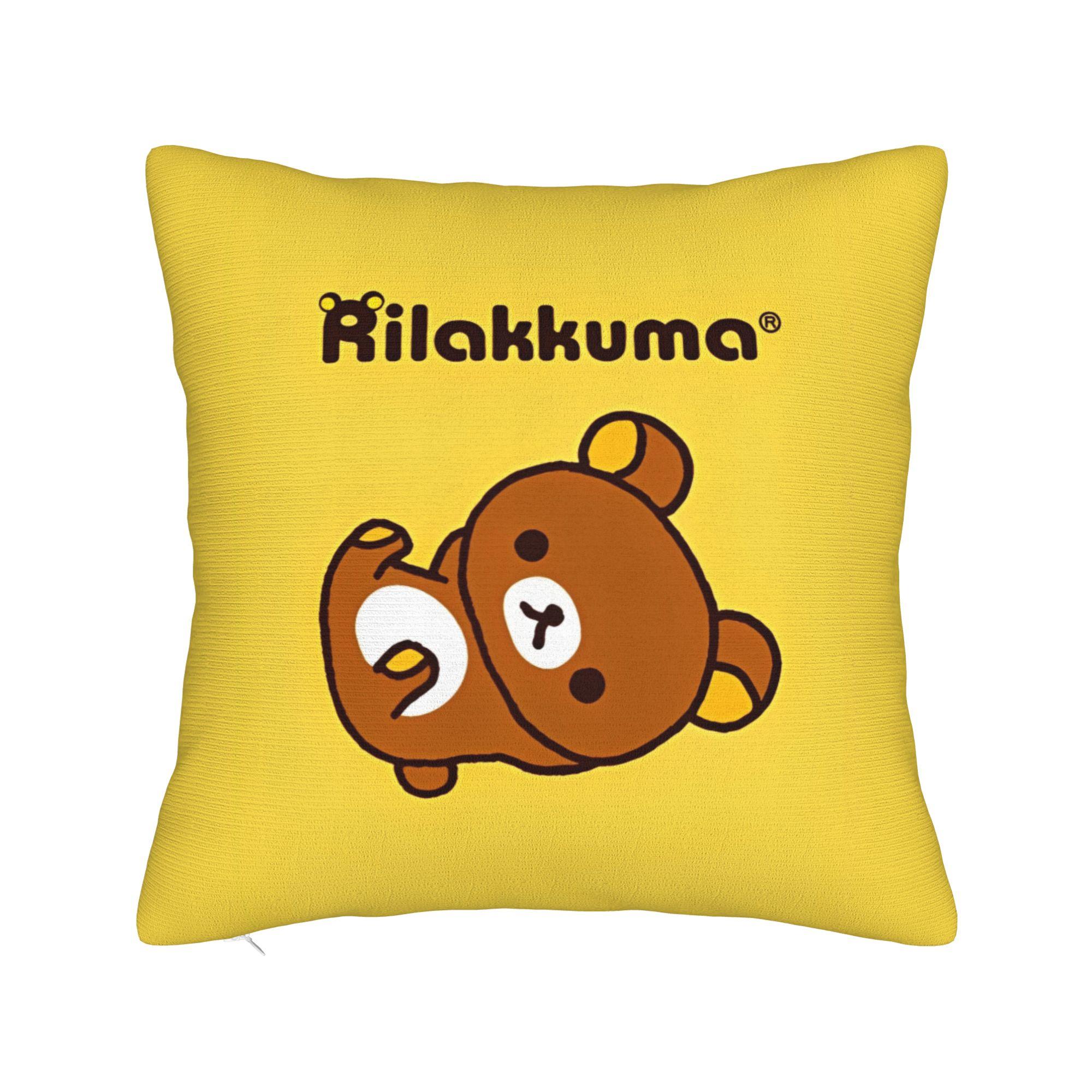 

Kawaii Rilakkumas Cartoon Pillowcase Polyester Cushion Cover Decorative Throw Pillow Case Cover Home Wholesale 45X45cm 30x30cm 12x12in