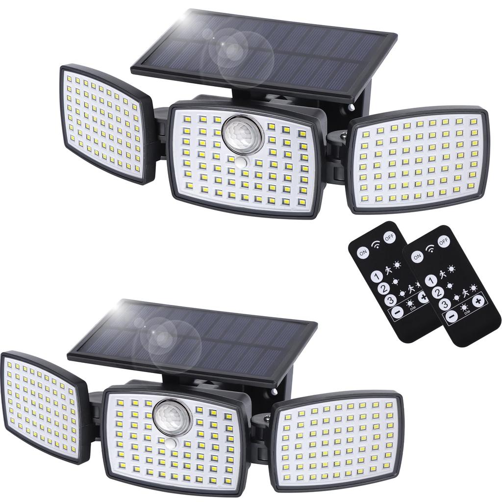 Dotoy Outdoor Waterproof Solar Sensor Light with Motion Sensor, 120° Sensing Angle, 3 Intelligent Modes, 3-Sided Lighting, High Brightness 3000lm,