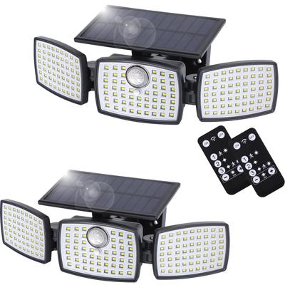 Luz Solar Externa Impermeável Dotoy com Sensor de Movimento, Ângulo de Detecção de 120°, 3 Modos Inteligentes, Iluminação de 3 Lados, Alto Brilho 3000lm,