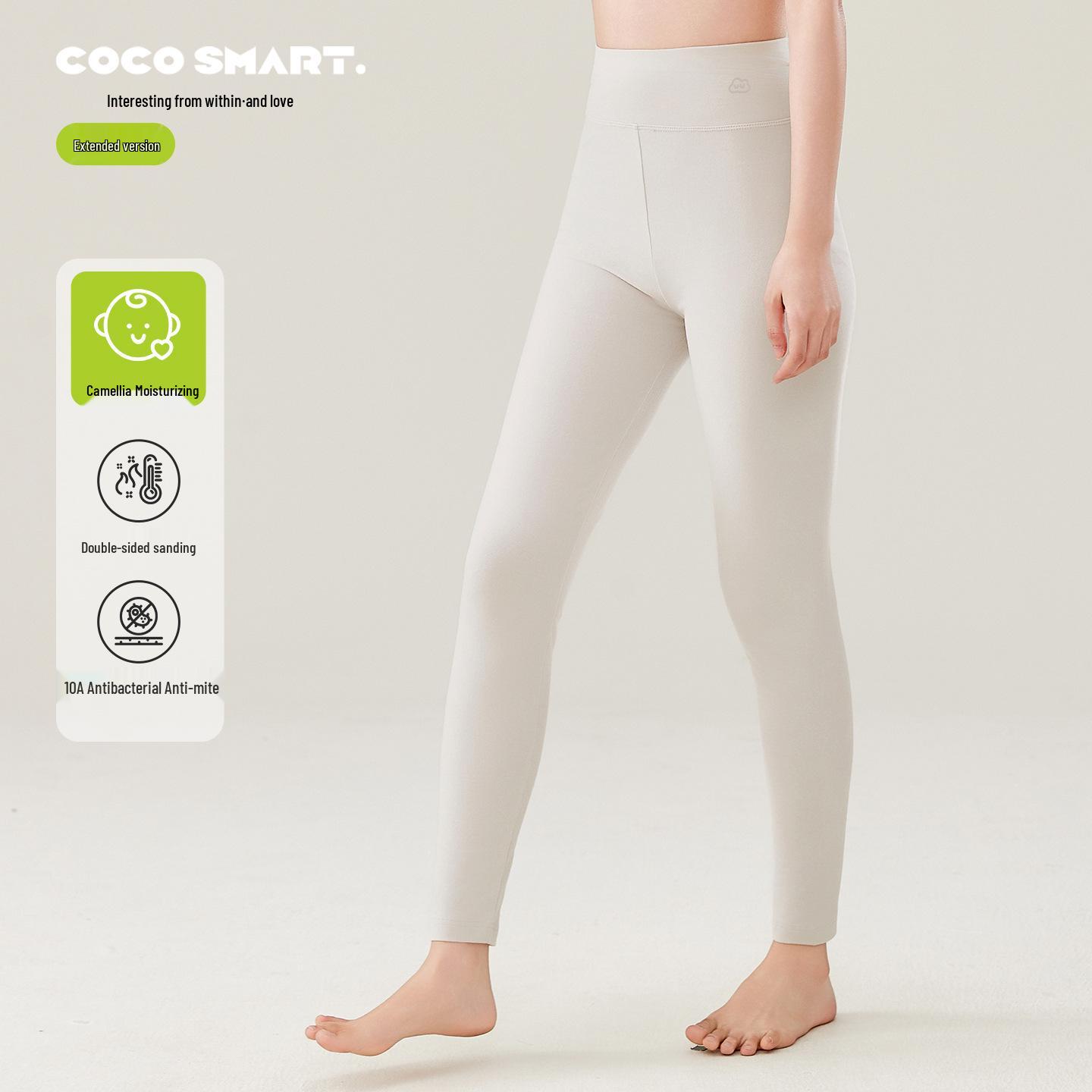 

Girls High-Waisted Cotton Warm Pants for Autumn/Winter - Extra Long, Double-Sided Brushed for Middle/High School Students XL