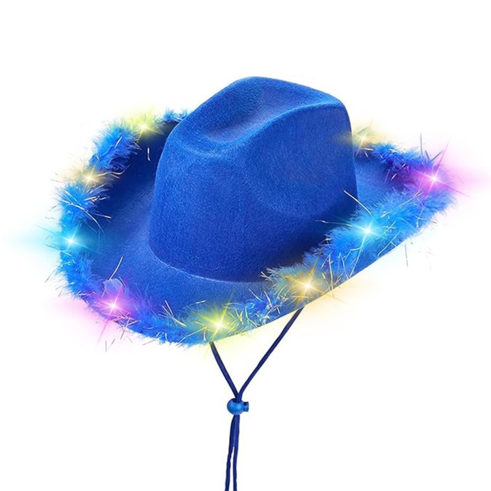 Breathable Cowboy Hat With Bright Led Trim And Large Brim For Outdoor Activities