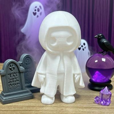 Halloween Black Robe Ghost Statue 3D Printed Hooded Cloak Ghost Figurine Sculpture Home Office Party Desktop Decoration Ornament