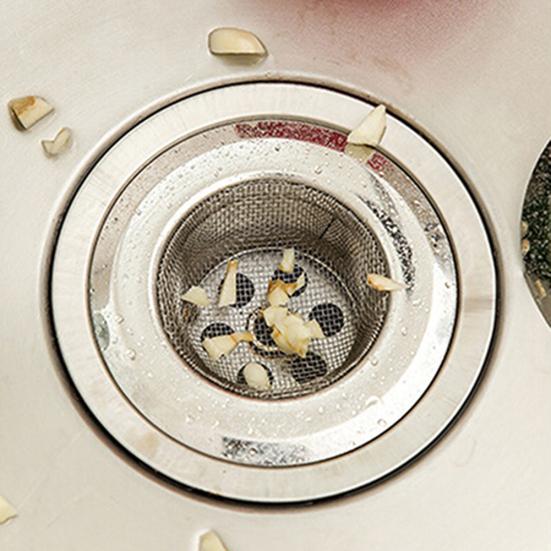 Stainless Steel Mesh Sink Strainer Trap Bath Hair Drain Hole Metal Flume Filter