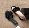 Fashion 2025 Luxury Silk Floral Slippers Women Low Heels Sandalias Ladies Elegant Home Pantuflas Shoes Summer Femme Antiskid Flat Slides