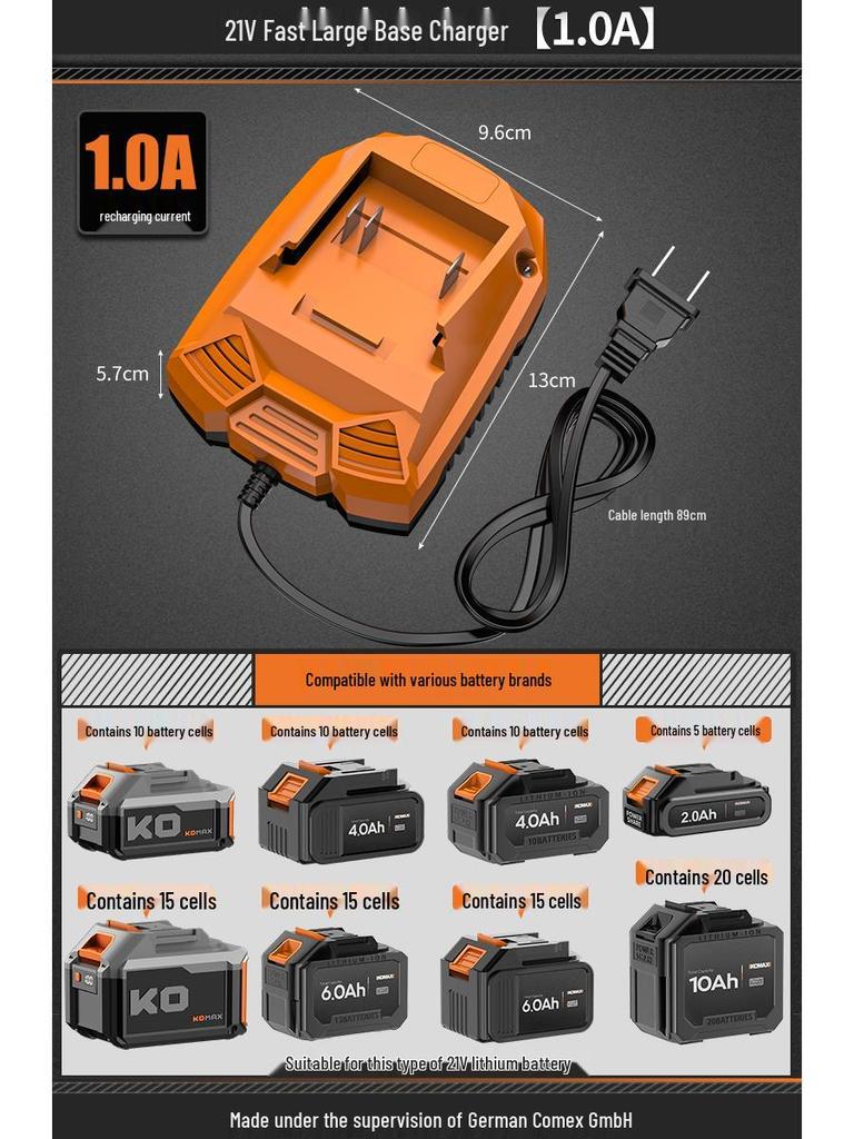9P1E Cordless Lithium Drill & Hammer Set: Electric Wrench, Angle Grinder, Universal Charger (12V, 16.8V, 21V, 25V) with Accessories