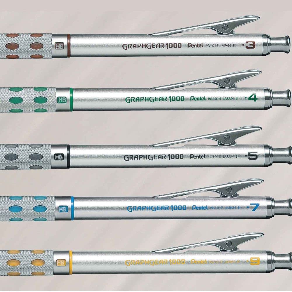 Pentel GraphGear 1000 Mechanical Pencil PG1019 Silver 0.9mm