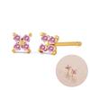 Luxurious Geometry 925 Silver Ear Needle Pink Series Zircon Pendant Hoop Earrings Sweet Fashion Wedding Jewelry Gifts