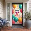 17th Happy Birthday Backdrop Banner Birthday Cake Balloon Gift Photography Background Event Festive Decoration Party Supplies