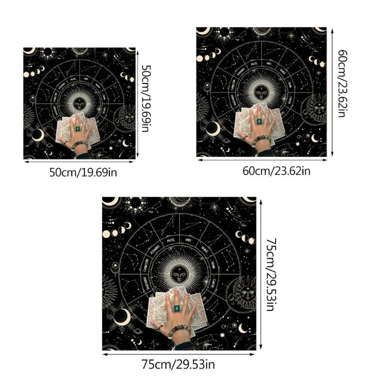 Tarot Card Tablecloth Altars Cloth Astrology Divinations Non-Slip Mat 12 Constellations Tablecloth Tapestry Home Decors