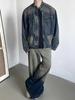 Nostalgic Blue Retro Denim Jacket - Men's Loose Fit with Large Pockets and Stand Collar for Spring & Autumn