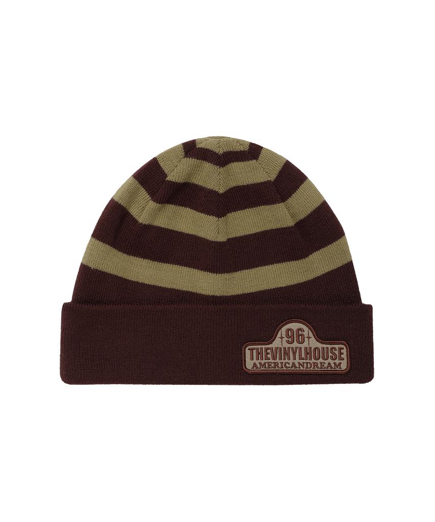 THEVINYLHOUSE Wappen Stripe Beanie Purple