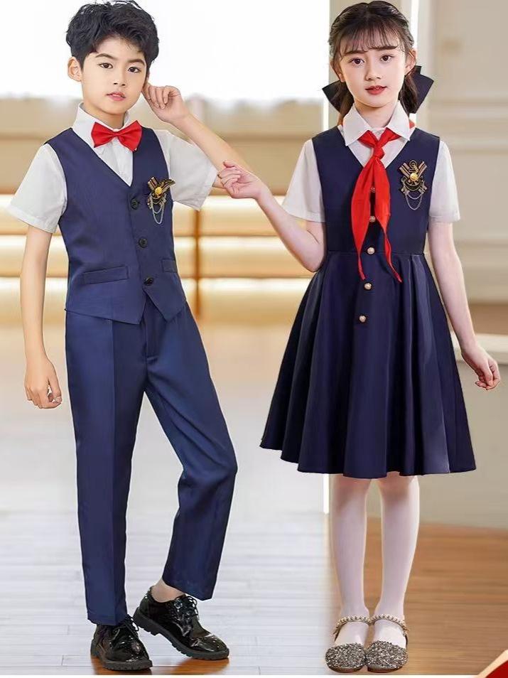 Children's Red Patriotic Costume for School Choirs and Performance - Boys & Girls Tuxedo