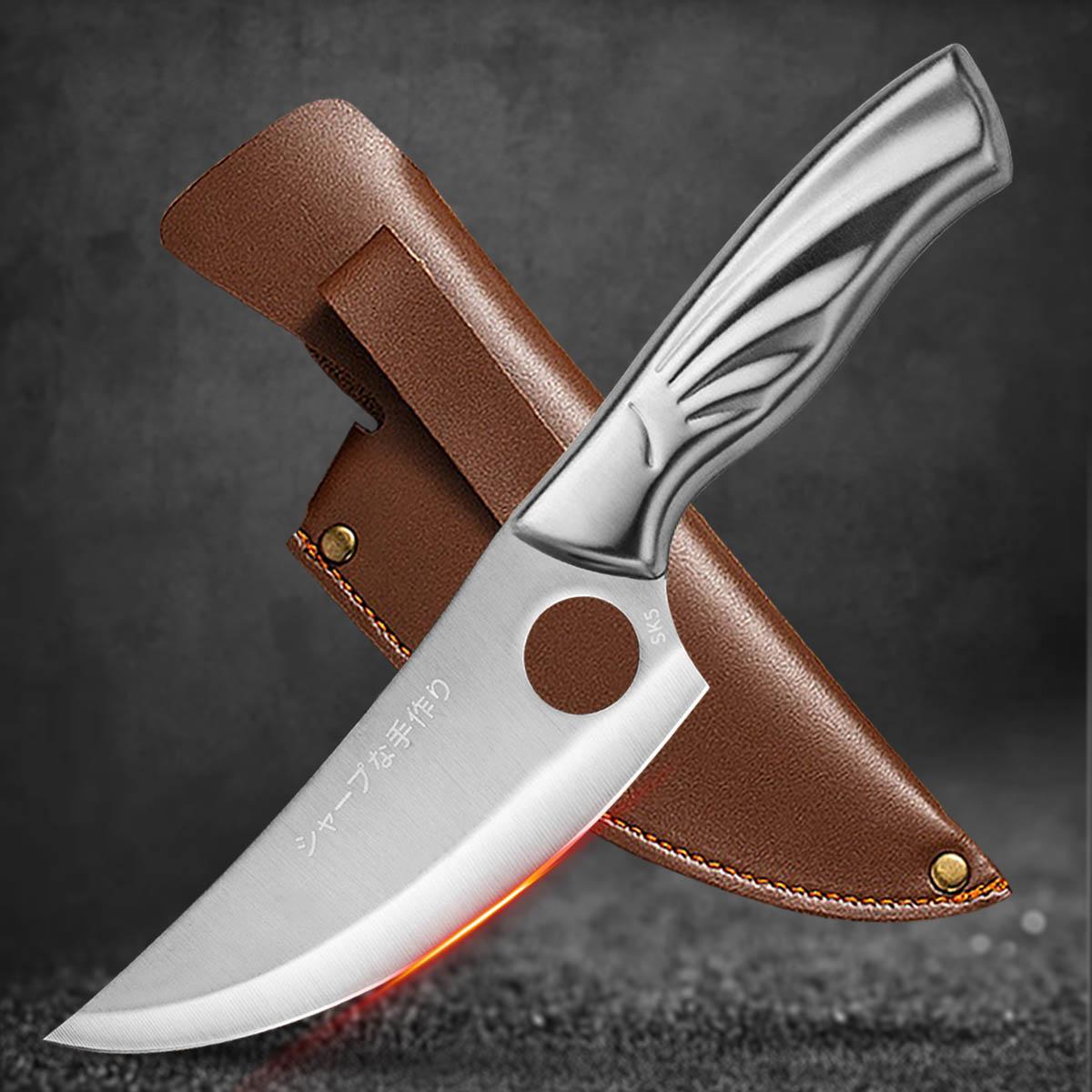 

Нож для обвалки из высокоуглеродистой нержавеющей стали Нож шеф-повара Многоцелевой нож шеф-повара knife with cover коричневый