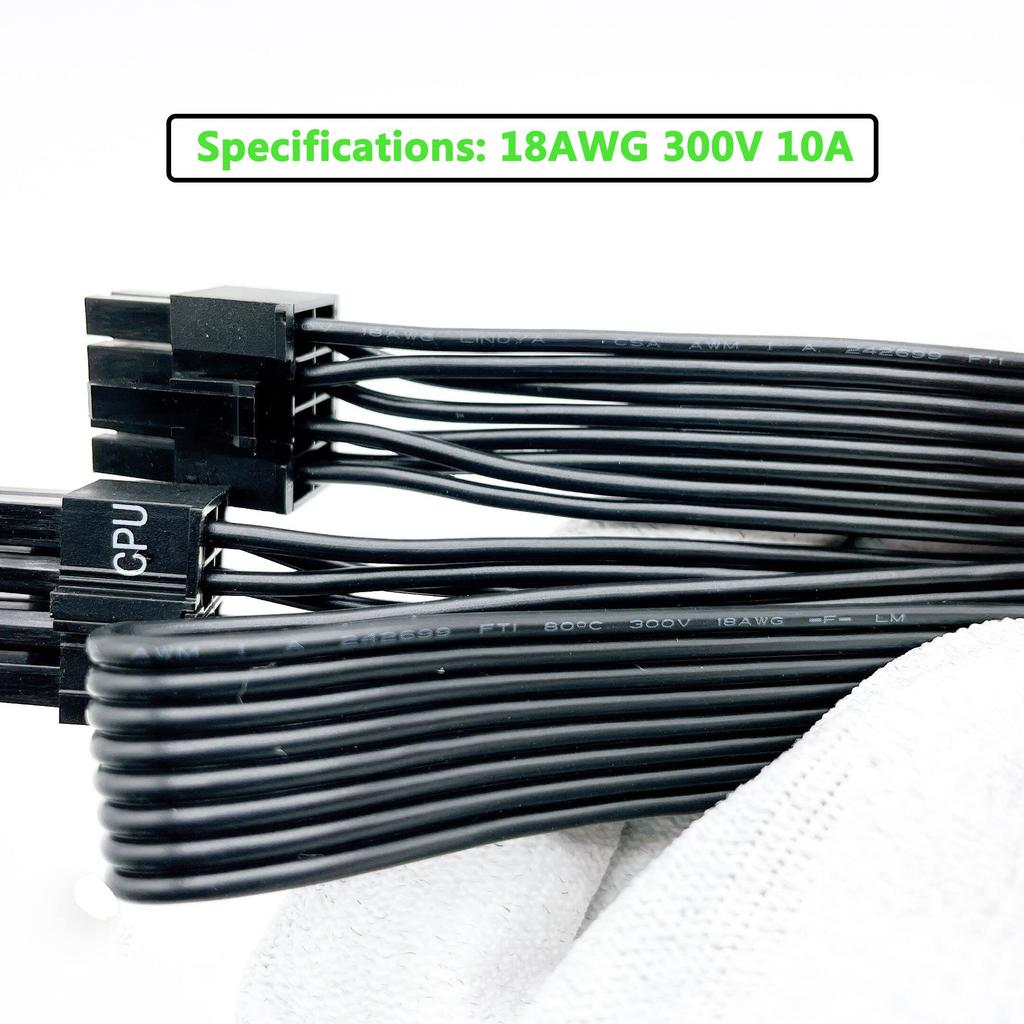 Funtin Seasonic PSU CPU Male To To EPS Cable for ASUS Modular Power Supplies Cable, 25-inch Male, 8-Pin 4+4-Pin (70cm)