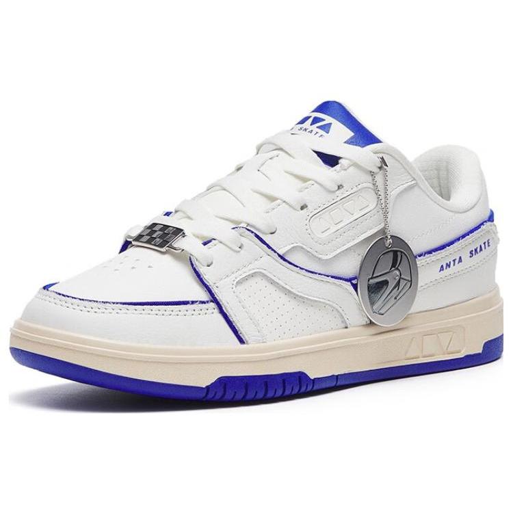 New Anta Life Collection Anti Slip And Wear Resistant Lightweight Low Top Skateboard Shoes Women's White Blue 122248026-3