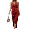 Elegant V Neck Sleeveless Long Dress With Asymmetric Hem For Formal Events