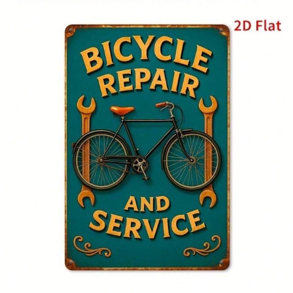 Vintage Metal Garage Sign Bicycle Repair Wall Decor 20x30cm