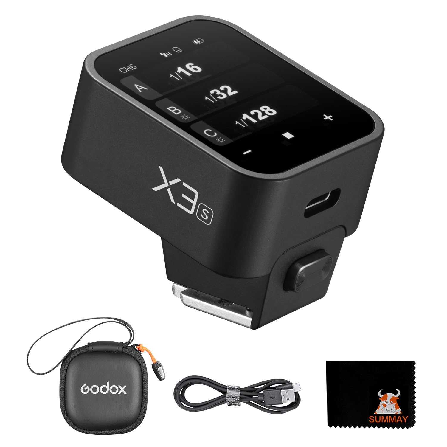 

Godox X3 S Touchscreen Wireless Flash Guide TLL Auto Sync Lithium Flash Studio Wireless Trigger Support Fast Charging Metering, High-Speed Built-in