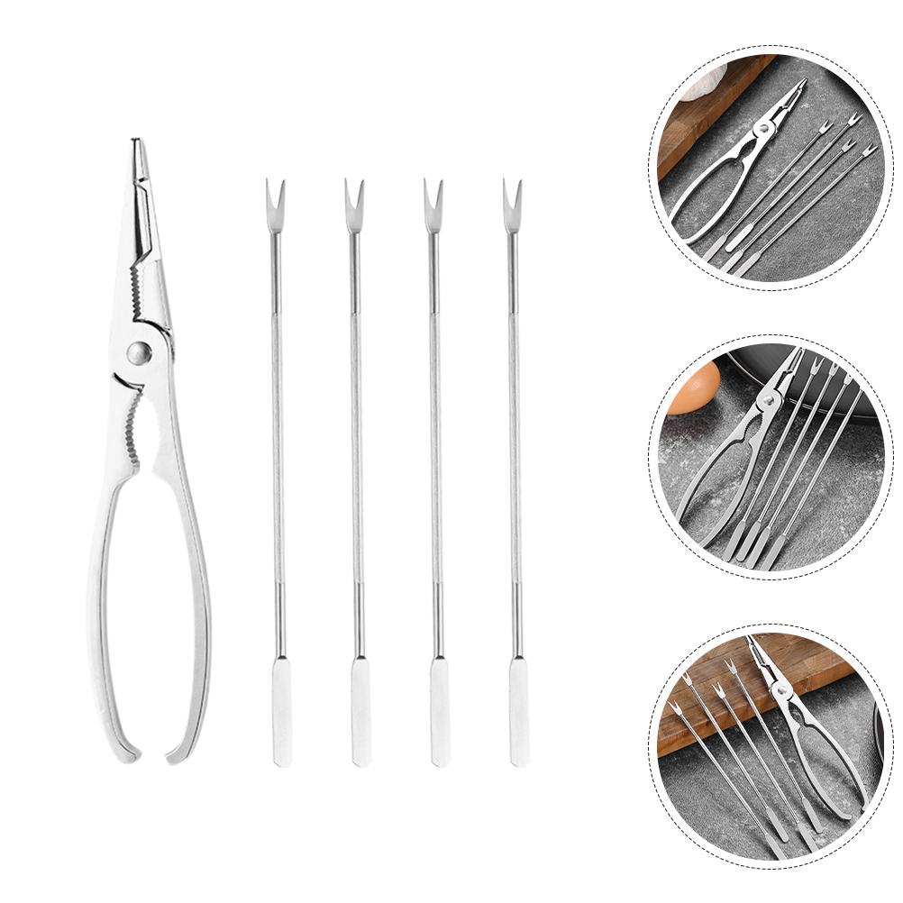 1 set Crab Needle Fork Seafood Tools Kit Stainless Steel Crab Eating Tools Lobster Crackers Crab Leg Tools Seafood Picks Kitchen