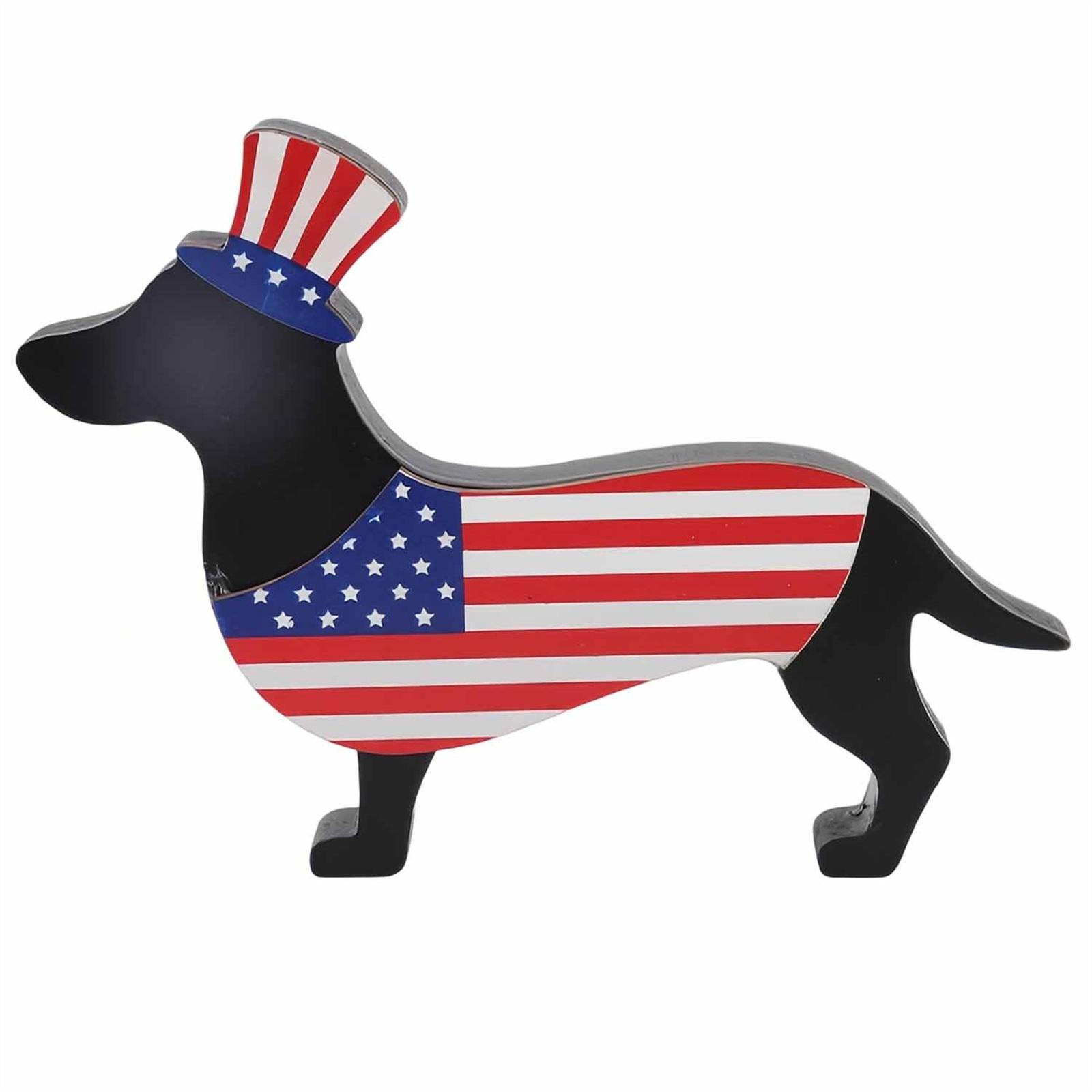 

Patriotic Dachshund Dog Figurine Desktop Decoration Independence Day Themed Home Office Fireplace Mantel Party Ornament