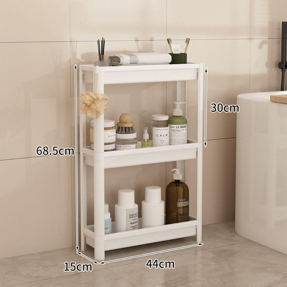 3/4 Tier Slim Rolling Storage Cart Narrow with Rolling Wheels Mobile Shelving Unit Space-Saving Tower Rack Dorm Room