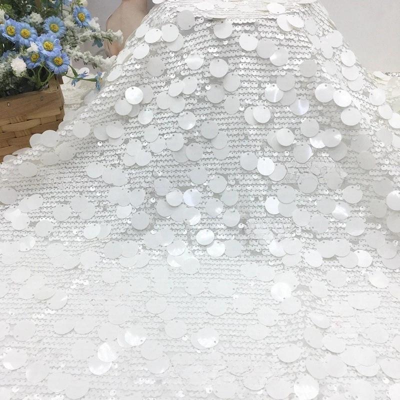 1yards 5+18mm Silver Shiny Beaded Fabric for DIY Sewing Stage & Costume Dress Background Clothing Supplies Handmade DIY Etc.