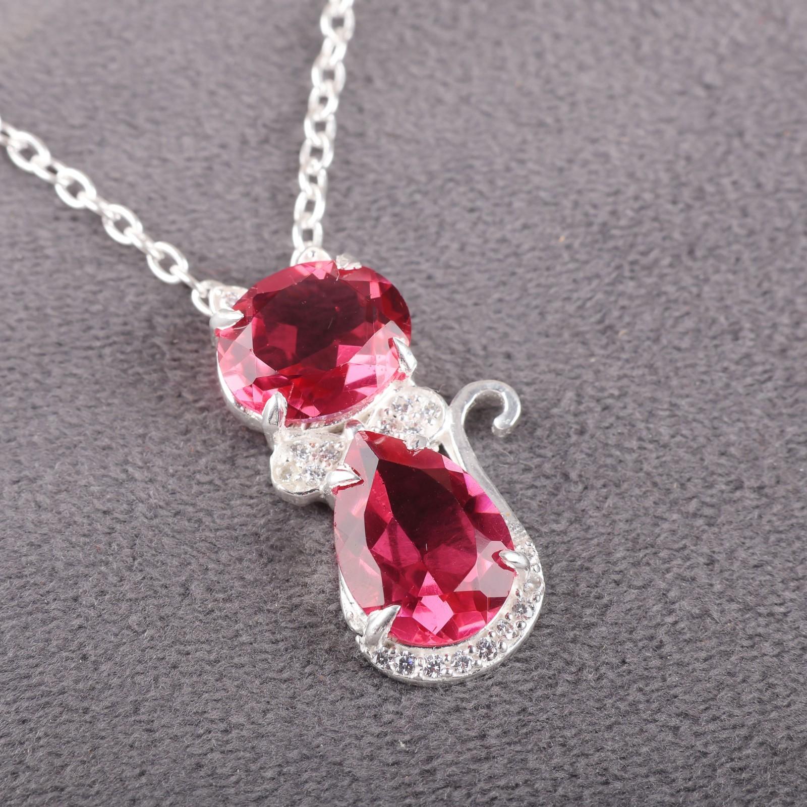 

Драгоценный камень Розовый Турмалин Ювелирные изделия из стерлингового серебра 925 пробы Циркон Изящная подвеска 1,16 CZP-1-11