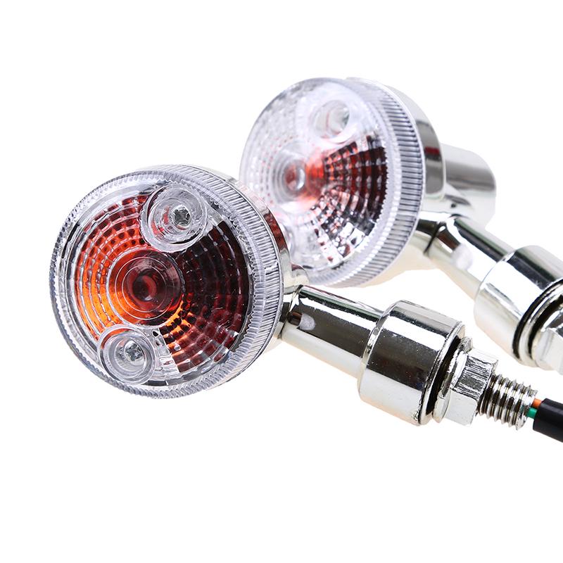 2pcs 12V Universal Chrome Mini Turn Signal Indicator Lights for Honda Kawasaki Cruiser Custom Motorcycle Retro Bullet Amber Blinker Lamp