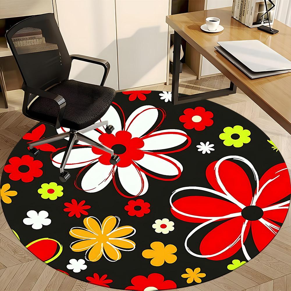 1pc Floral Pattern Chair Carpet for Office - Durable, Ideal for Chair Mats, Stylish & Functional Decorative Rug Yy260130037