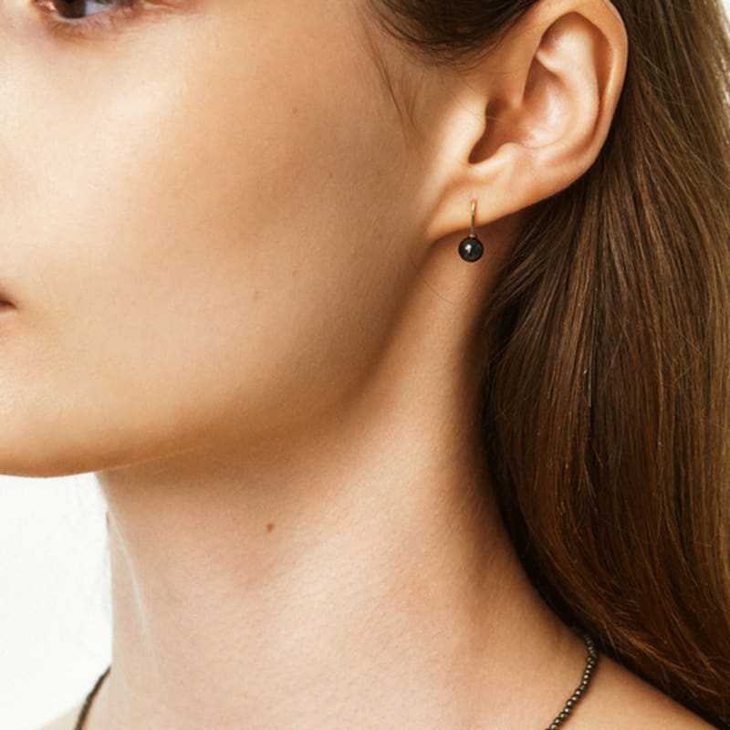 LUNNE 14k Hematite Gemstone Hook Earrings (14k Gold) #LFE31