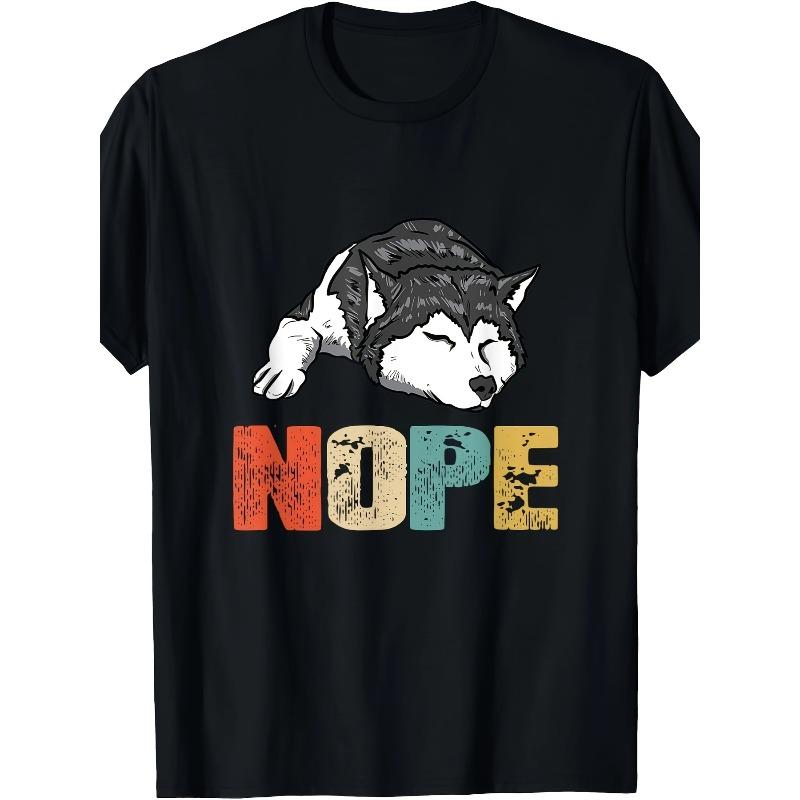 

European sizes Vintage Nope Funny Siberian Husky Dog Lover T-Shirt 4XL чорний