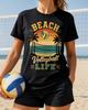 Beach Volleyball Life Shirt, Sunset Sand Sports Tee, Player Gift, Summer Team Outfit, Tropical Net Graphic Apparel for Women Men Coastal Art