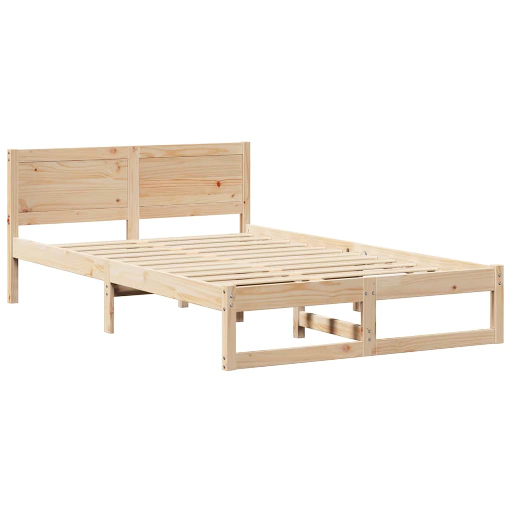 Natural Wooden Bed Frame with Headboard 120 X 190 Cm Solid Pine Wood