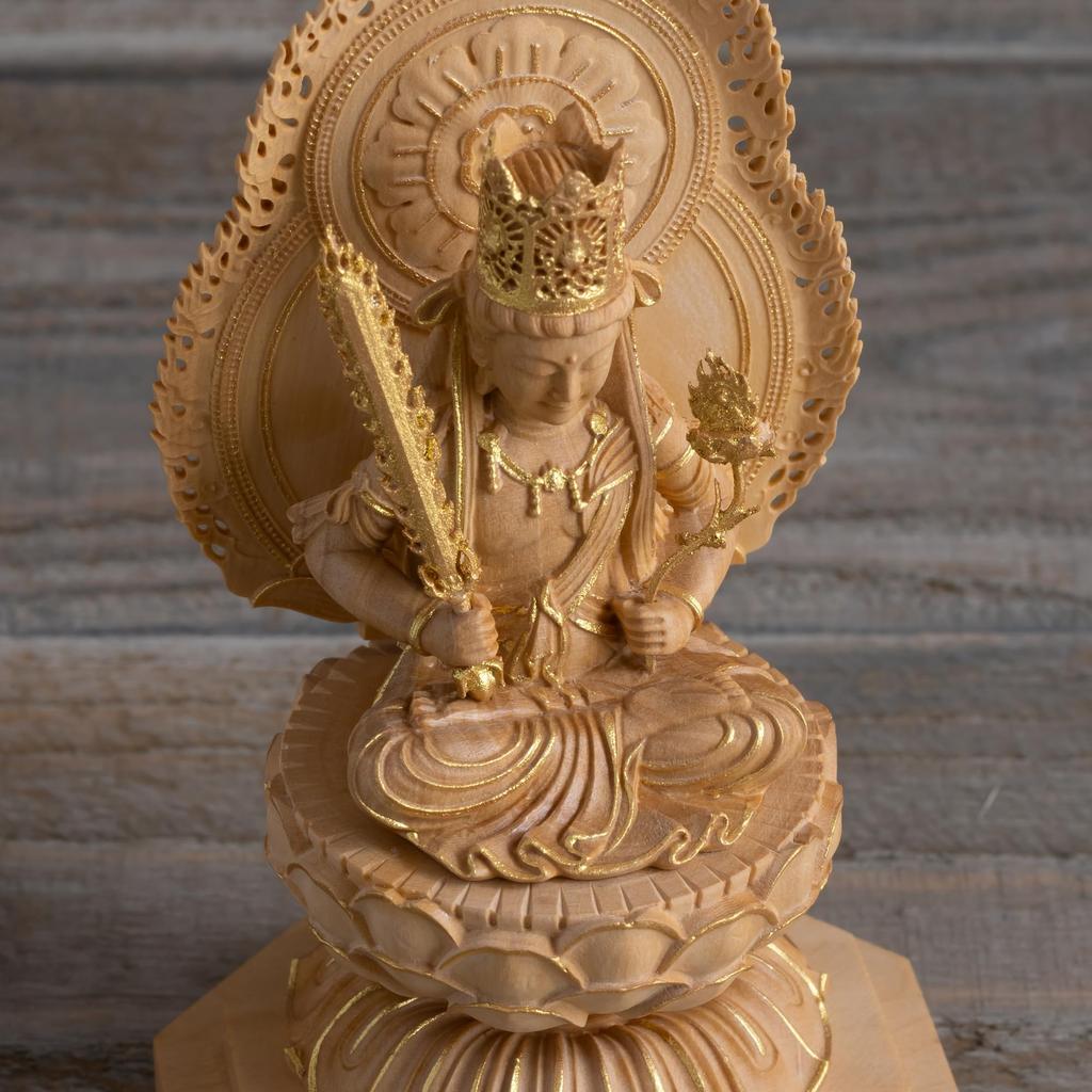 Miniature Buddha Kokuzo Bosatsu 11cm Buddha Wood Ornament Kokuzo Bosatsu (wood Boxwood, Gold-dust Finish) - Statue, Figure, Carving, (GSB