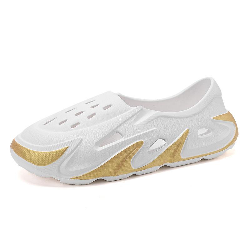 

Тапочки мужские летние 2024 года новые толстые подошвы наступая на дерьмо чувство одно слово дрэг повседневные модные крутые тапочки спортивные прилив дрэг 40 белый